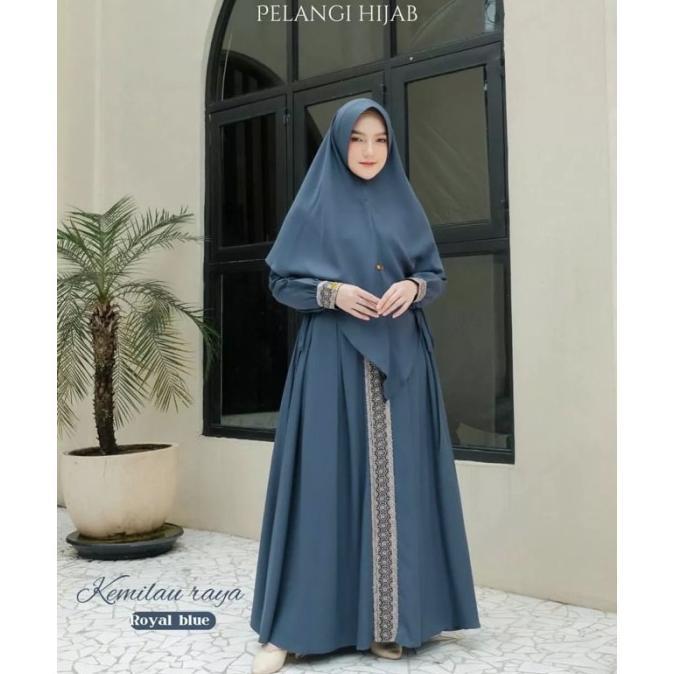 Gamis Syari Set Khimar Jumbo/Gamis Kanaya/Bahan Crepe Original Best Seller