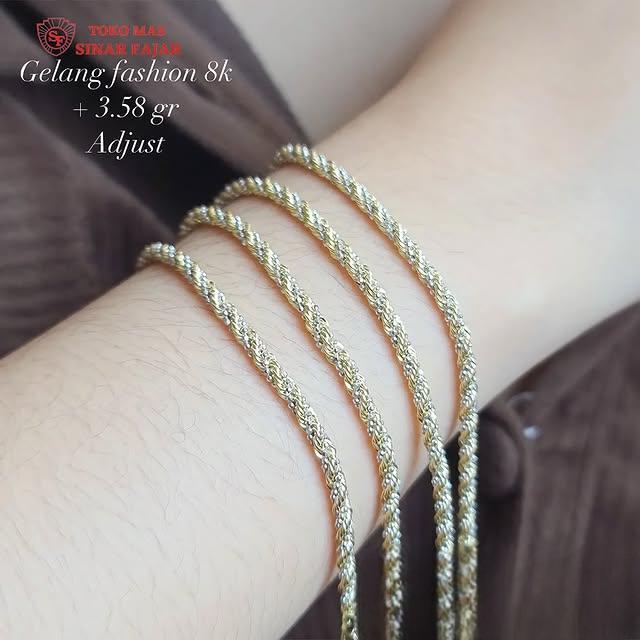 Gelang emas wanita model rantai lilit fashion choker bracelets gold 8K/375