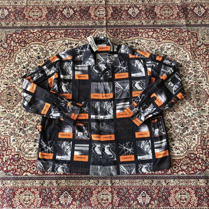 Kemeja 8 second open collar pattern shirt HE223
