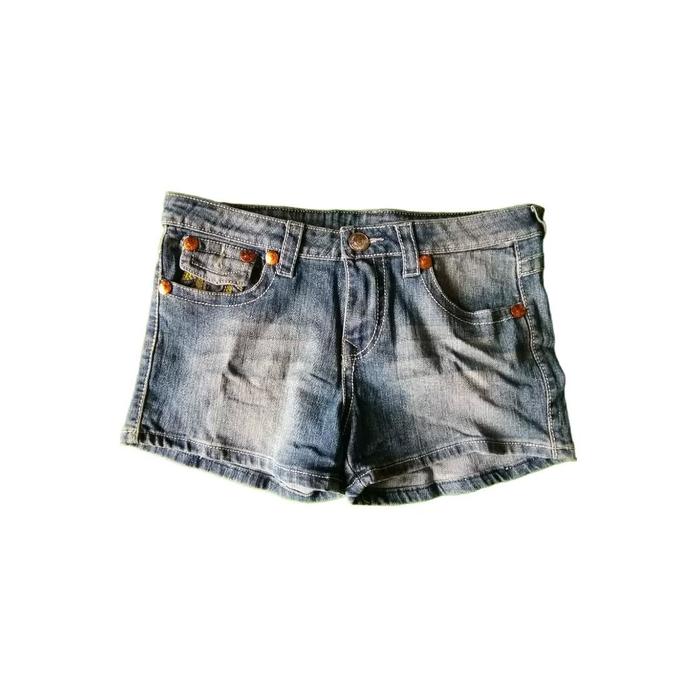 True Religion Pocket Blue Denim Hot Pants Celana Pendek Cewek Wanita Original Second Merch Japan Kor