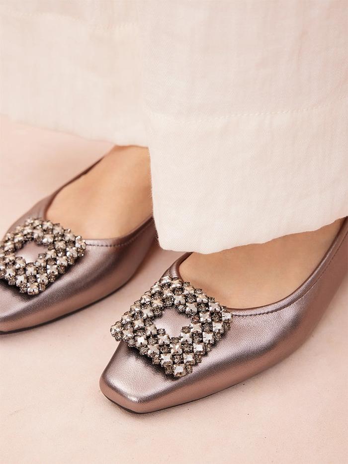 Pazzion Tanya Embellished Buckle Flats Shoes Original