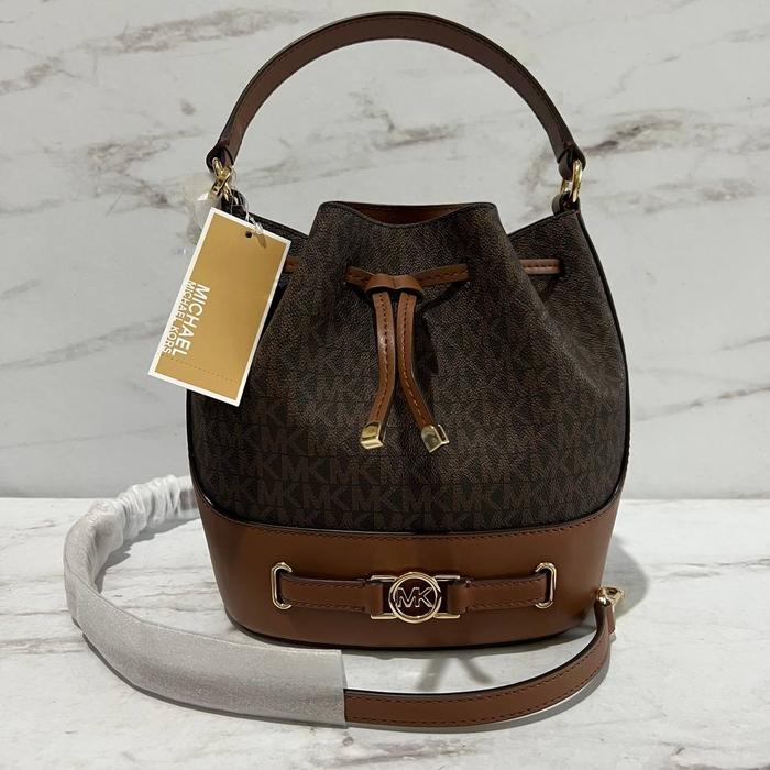 tas wanita mk reed medium bucket messenger brown ss
