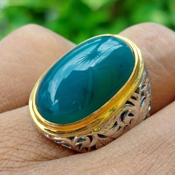 Bacan Gulau Kristal Natural Chrysocolla in Chalcedony No Treatment Batu Akik Asli