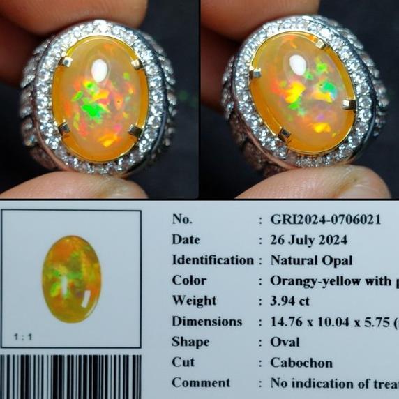 Natural Opal Orange Yellow Color Crystal Strong Multicolor Raimbow Batu Permata Akik Kalimaya Ethiop