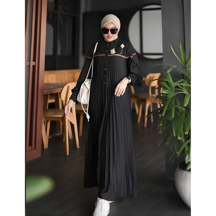 Maxy Dress Aleeana Dress Prisket dress Size L-XL bahan jersey prisket kombi knit mango kancing 2 ata