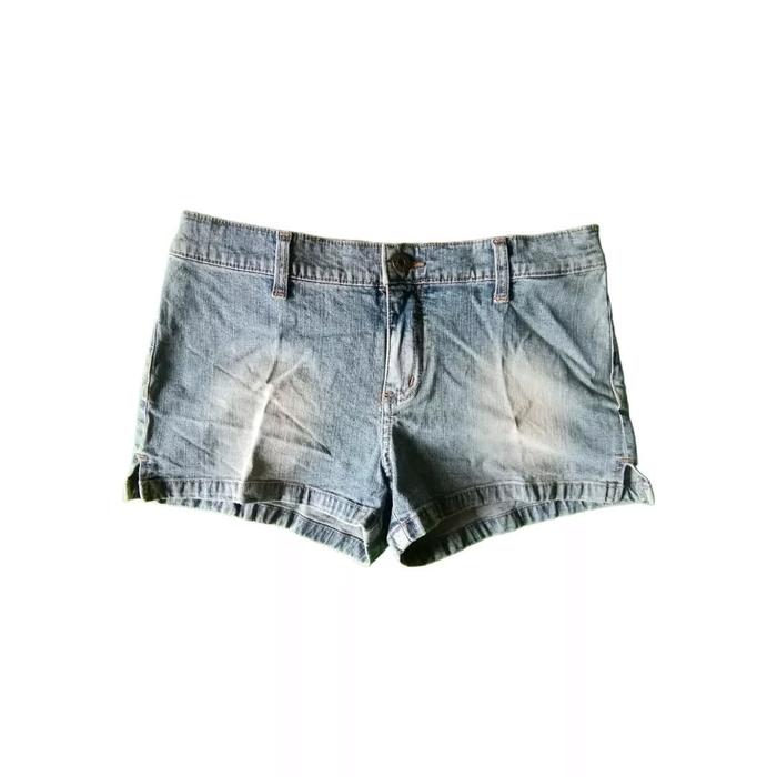 Vintage Guess Jeans Stretch Flower Art Faded Blue Denim Hot Pants Celana Pendek Cewek Wanita Origina