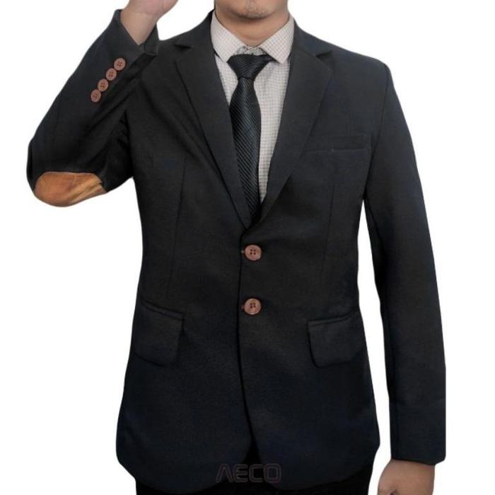 ORIGINAL BLAZER PRIA MENS ELBOW BLACK - Jas Patch Cowok Hitam Tambal Plat Siku Casual Formal Resmi B