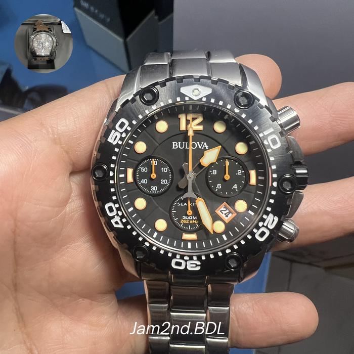 BULOVA Jam Tangan Original Sea King 98B244 Analog Stainless Steel Chronograph Water Resistant 300M