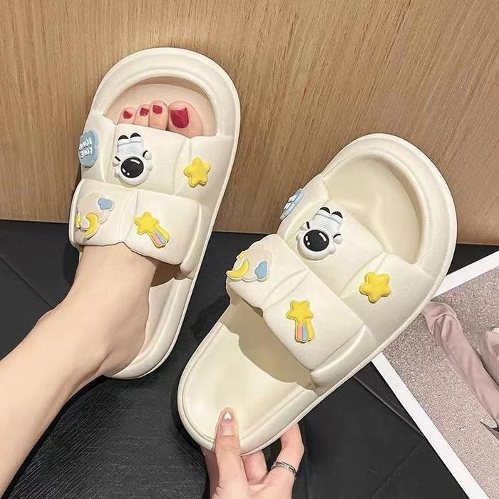 ZAI-2530 SANDAL SELOP WANITA MOTIF CHERRY LOVE ASTRONOT AWAN Jelly Soft Slipper Anti Slip Elastic Em