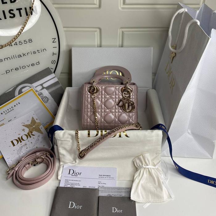 preloved mini Lady dior bag pink lotus cannage lambskin authentic