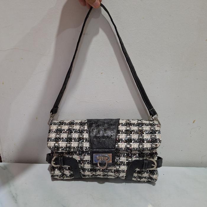 Tas Preloved Sling Shoulder Piorina Kanvas Mix Kulit