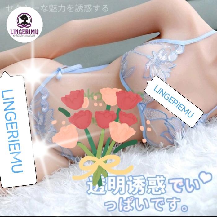 set bra cd transparan motif bunga lingerie
