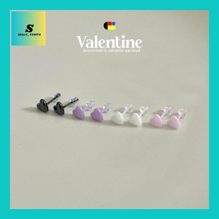 SELLYY** ANTING MINI ANTI ALERGI LOVE ANTING CERAMIK HATI BIOMIMETIC HEART ANTI INFEKSI AMAN BIOLOGI