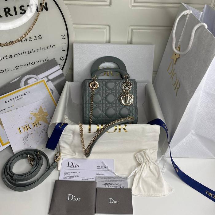 preloved mini Lady dior bag pistachio green cannage lambskin