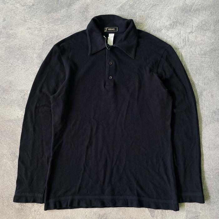 vintage Versace small logo black on black longshirt authentic original