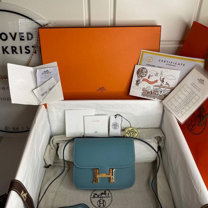 Preloved constance 18 blue atoll Epsom ghw Authentic