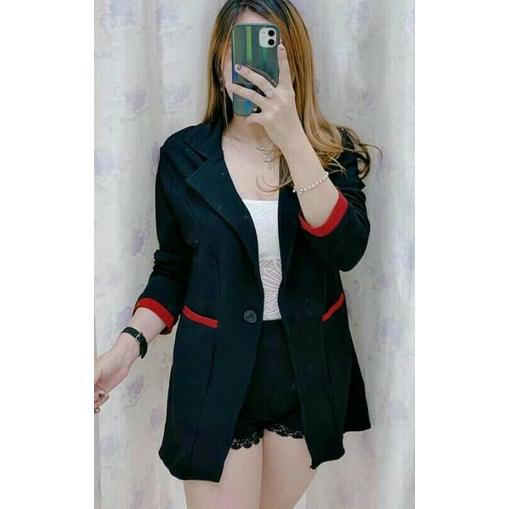 Hl Store Pakaian Wanita / Blazer Wanita / Blazer Donna / Model 2 Kantong Depan / Bahan Mosscrepe /