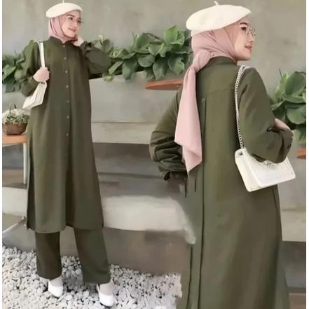 Setelan tunik wanita terlaris jumbo crinkle airflow verona one set terbaru