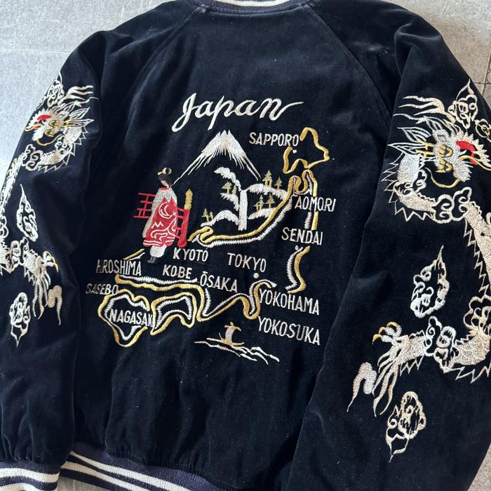 Jaket Sukajan reversible velvet satin japan tiger rare second original