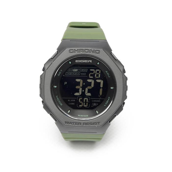 Jam Tangan Digital Eiger Original Hijau Bahan Stainless Steel Tahan Air 10 Atm Jikan Watch