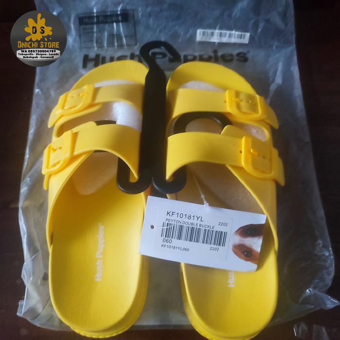 Hush Puppies Peyton Double Buckle Sandal Wanita Slip On Yellow Kuning KF10181YL090 KF 1018YL 090
