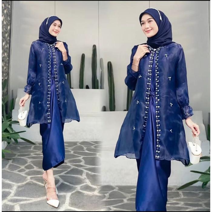One Set Organza Set Rok Lilit Setelan Rok Lilit Outer