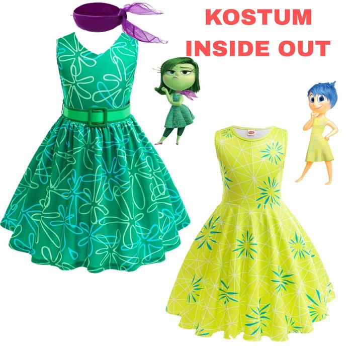 TOKYOBERRY KOSTUM INSIDE OUT KARAKTER HALLOWEEN MOVIE JOY DISQUST ANAK CEWEK HALLOWEEN