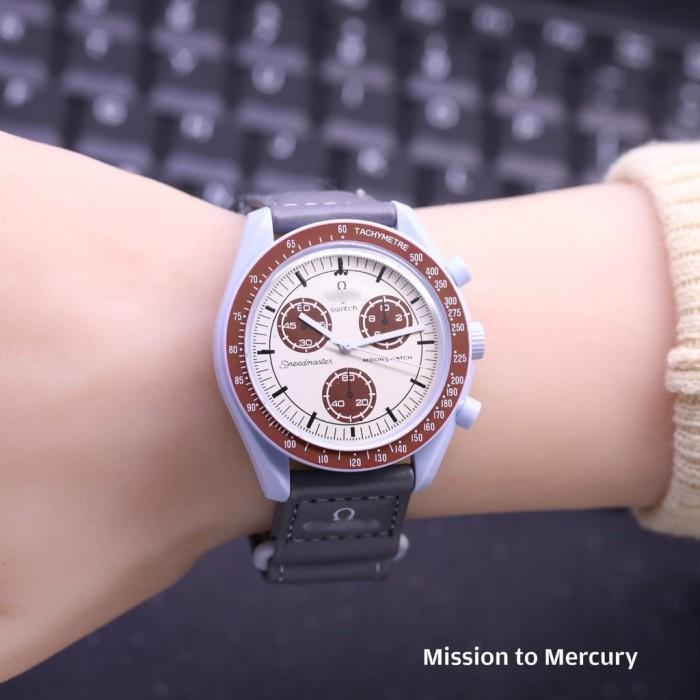 Jam Tangan Wanita Swatch X Omega Moonwatch 4Cm Chrono Variasi Plus Box Terlaris