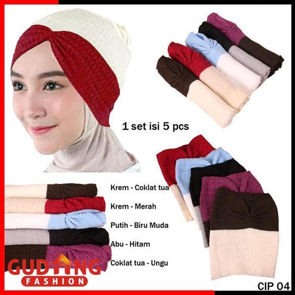 Termurah !!! Ciput Bandana Polos Rajut Isi 5 Pcs - CIP 04