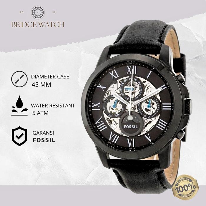 Jam Tangan Fossil Townsman Automatic Pria Analog Chronograph Kulit Black Sporty Casual Original ME30