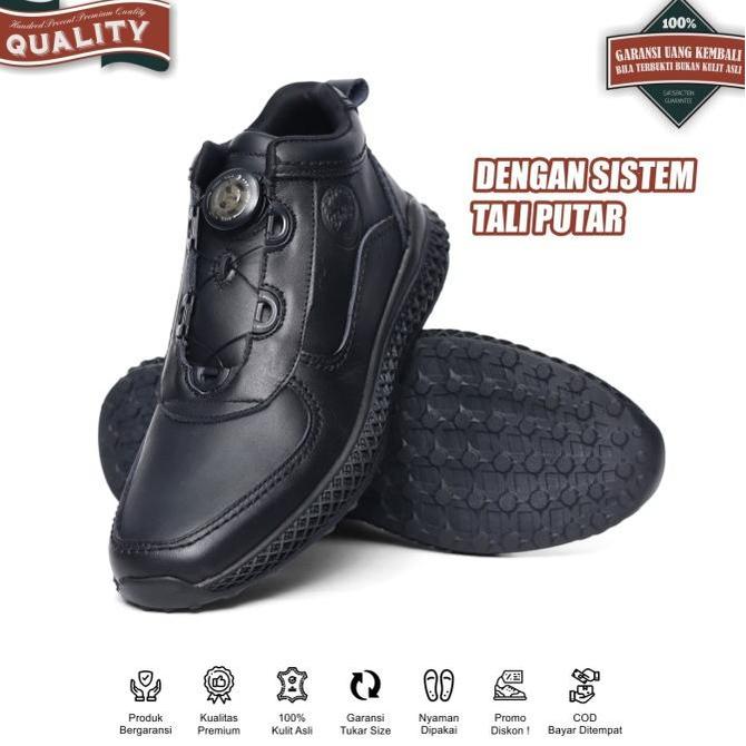 BRADLEYS HERO BLACK - SNEAKERS CASUAL KULIT