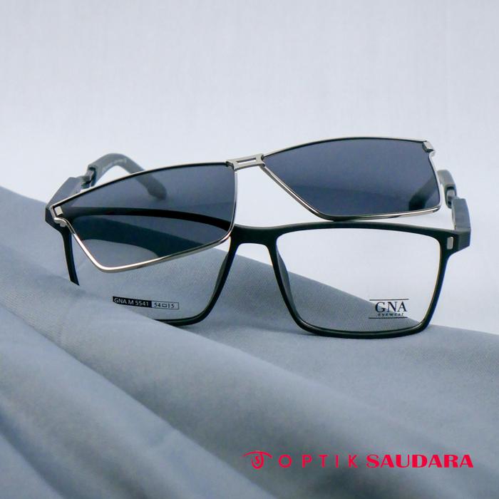 Optik Saudara - Frame Gna - Kacamata Pria Clip On Bahan Ringan Model Kotak Elegant  F GNA M5541 C2 5