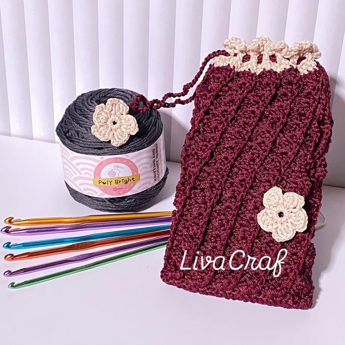 LivaCraf • Dompet HP/Dompet Serut/Dompet Lucu Rajut Handmade Pouch