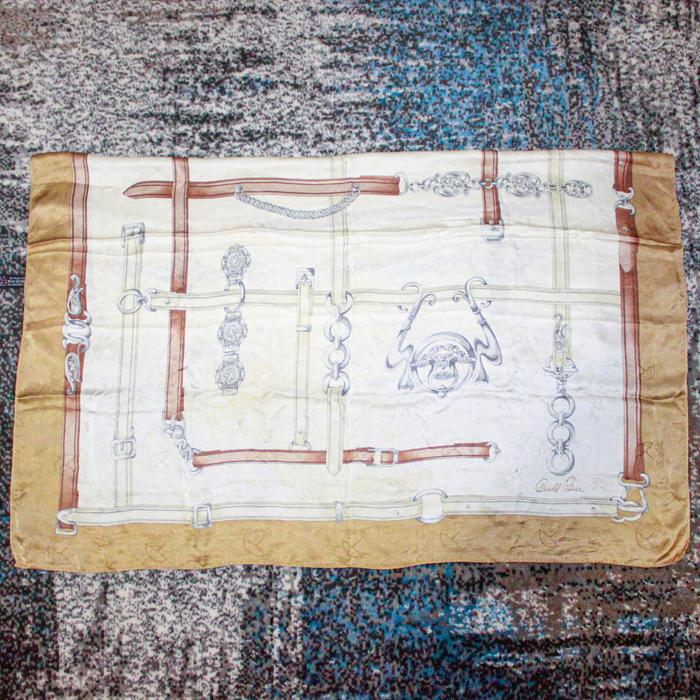 Vintage ARNOLD PALMER Silk Scarf Shawl Equestrian Print Original Selendang Sutra Preloved