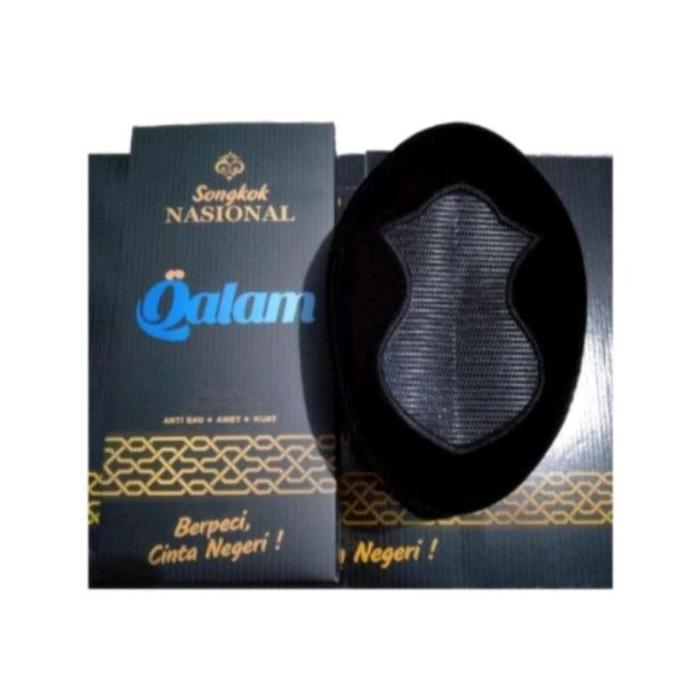 Terlaris ( COD ) SONGKOK TANPA KERTAS MEREK QALAM / PECI QALAM RINGAN DI PAKAI /SONGKOK NASIONAL BLU