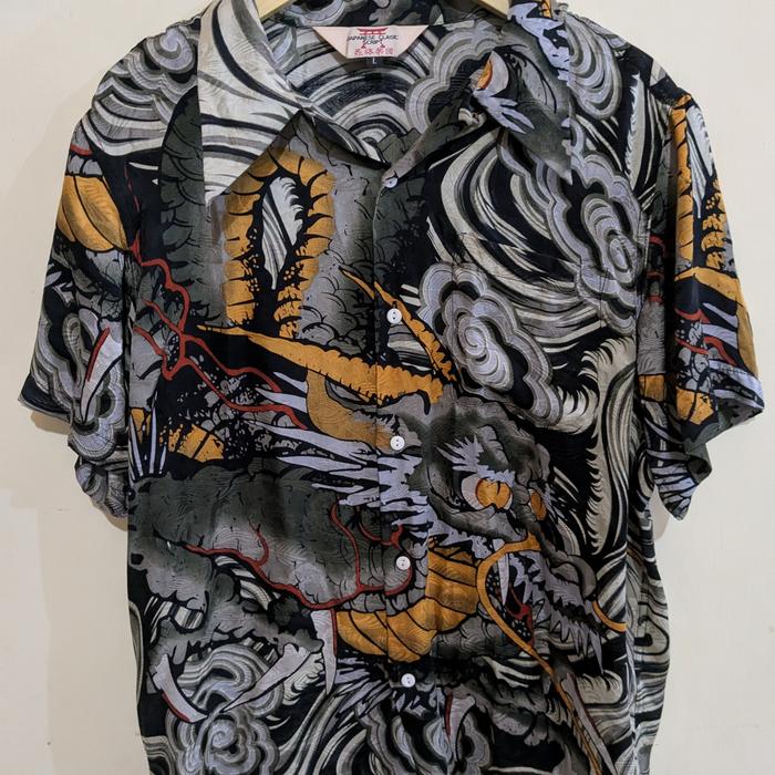 japanese classic scripts Hawaiian shirt sukajan kemeja Hawaii not sunsurf dry bones Toyo tailor oniw