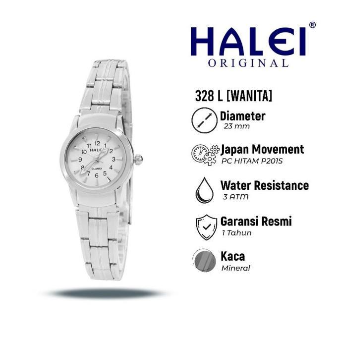 Victoria Pedia- Halei 328 L Jam Tangan Wanita Halei Original Kecil Anti Air Rantai Stainless Back An