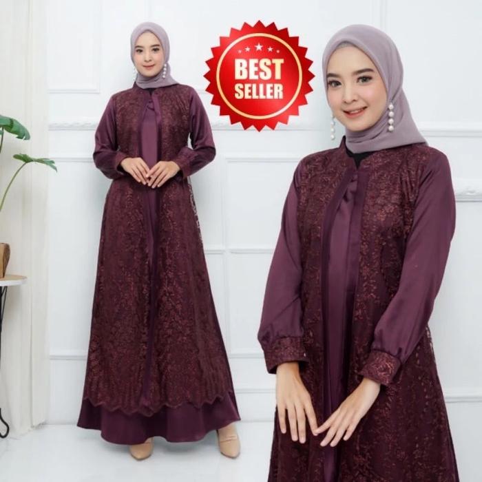 Gamis Brukat Tile Rompi / Gamis Brukat Muslim / Gamis Model Rompi Ukuran M - XXXL (JUMBO)