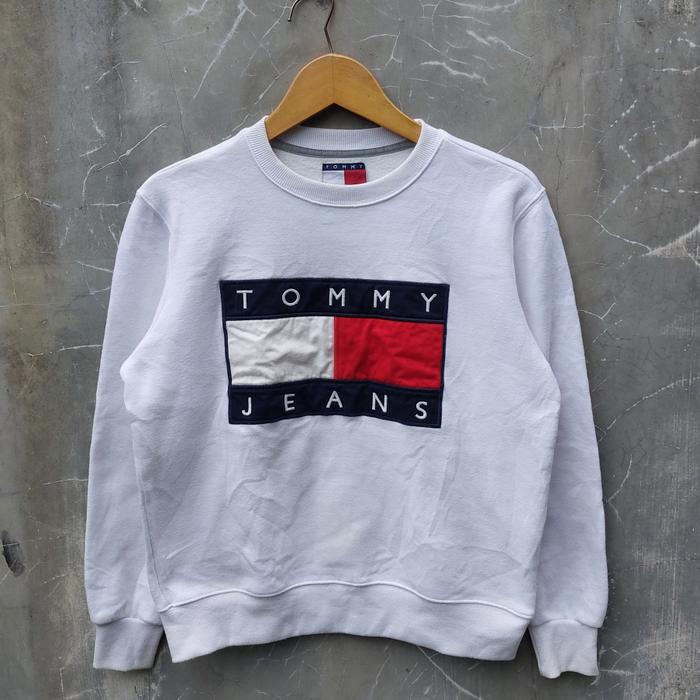 crewneck sweater tommy jeans tommy hilfiger big logo bordir second