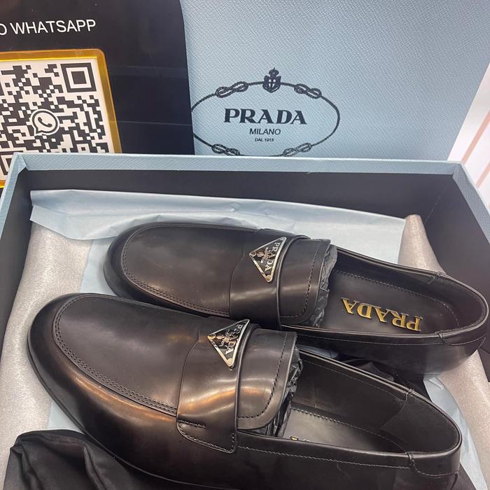 Brushed Leather Loafers Black