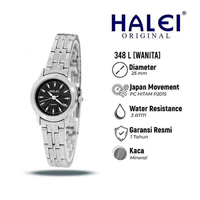 Victoria Pedia- Halei 348 L - Jam Tangan Wanita Halei Rantai Stainless Back Kekinian - Tahan Air dan