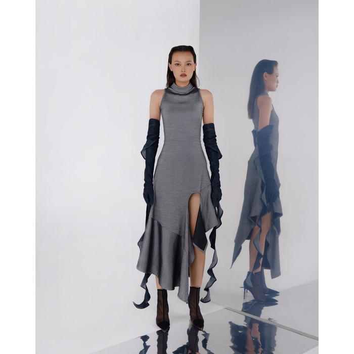 Olenka Knit Dress in Gunmetal