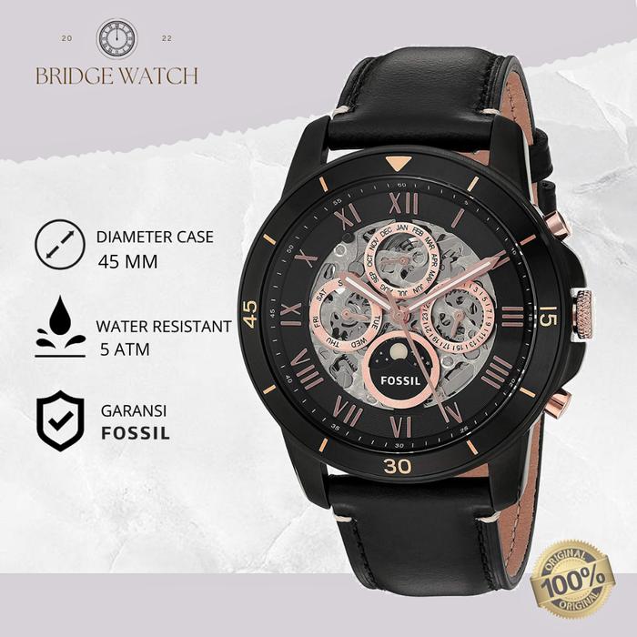 Jam Tangan Fossil Townsman Automatic Pria Analog Chronograph Kulit Black Sporty Mewah Original ME313