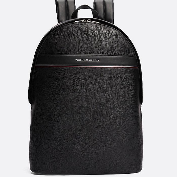 TAS BACKPACK - TOMMY HILFIGER CROP LEATHER BLACK ORIGINAL AUTHENTIC