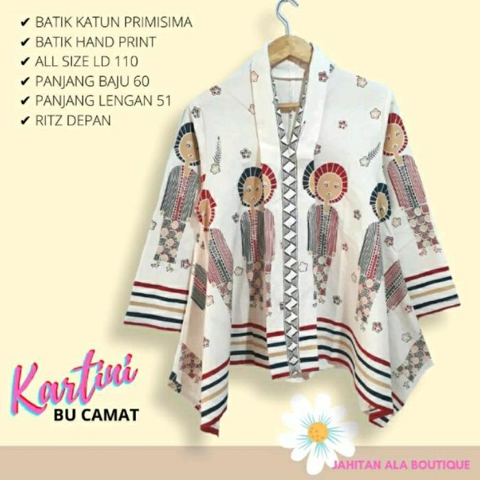 Blus Kartini Tejo Putih Bu Camat Tejo Jamu Batik Solo Atasan Kerja Blus Batik Wanita