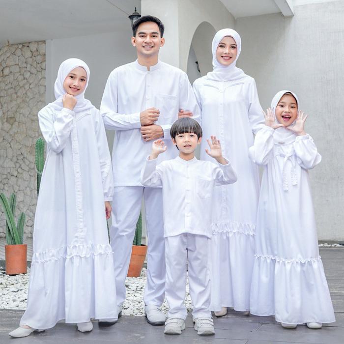 Baju Couple Keluarga Putih Terbaru Lebaran 2025 + Seply Sarimbit EKSIS 291 BRIGHT WHITE