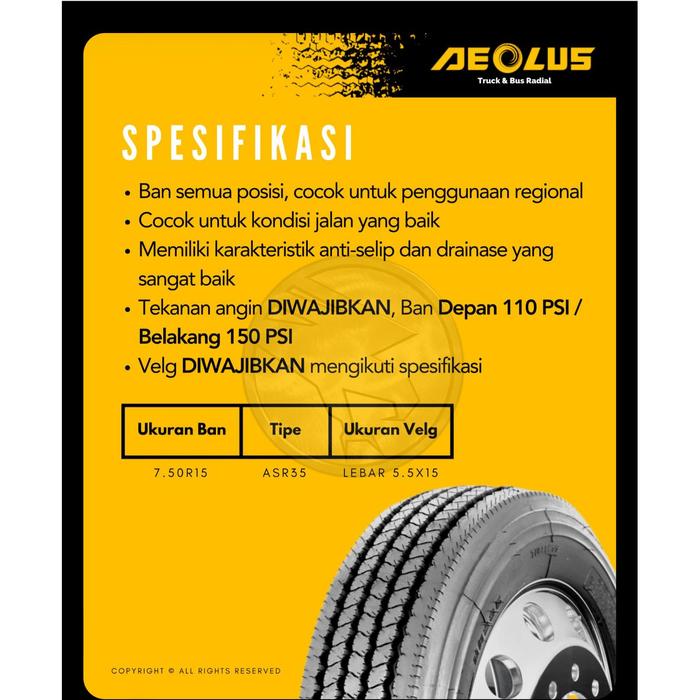 BAN AEOLUS 750 R15 - 750 15 AEOLUS (1 SET)