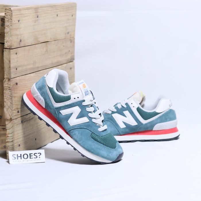 sepatu sneakers n*w bala*ce 574 green/white/red original