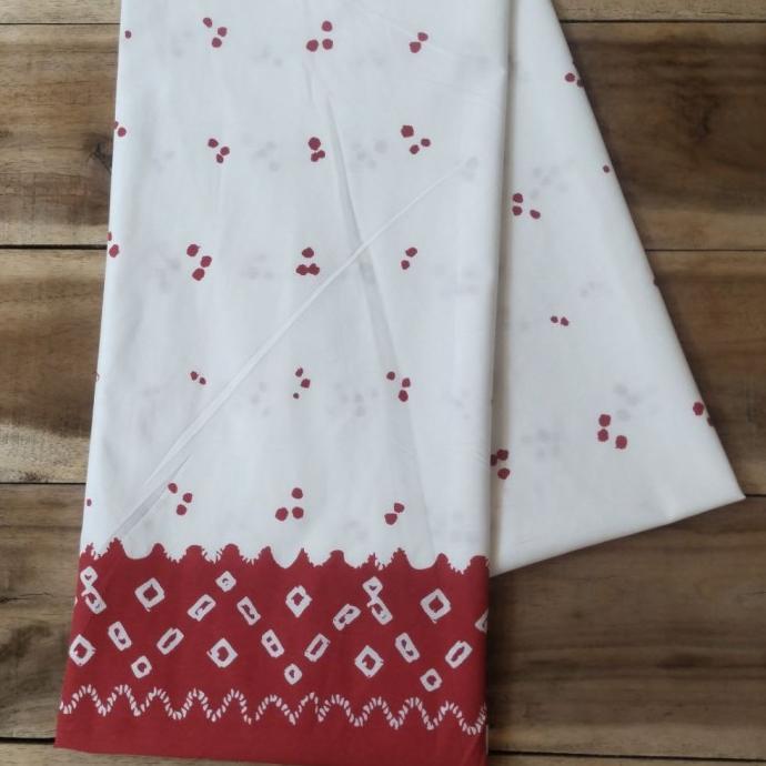 kain batik murah TC bahan tebal jumputan merah putih