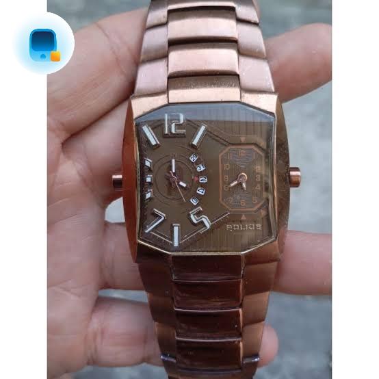 Jam Tangan pria Police Dual Time Bronze second